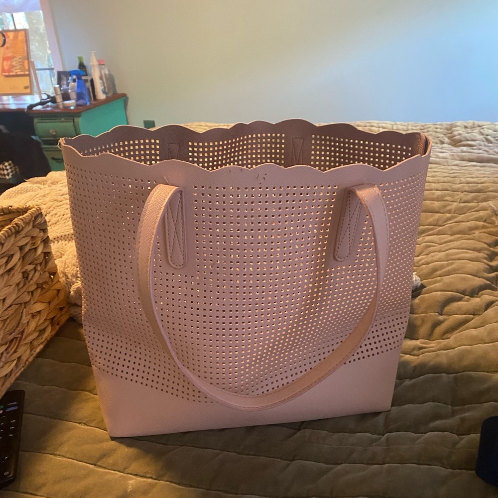 Neiman Marcus Pink Perforated Tote Bag